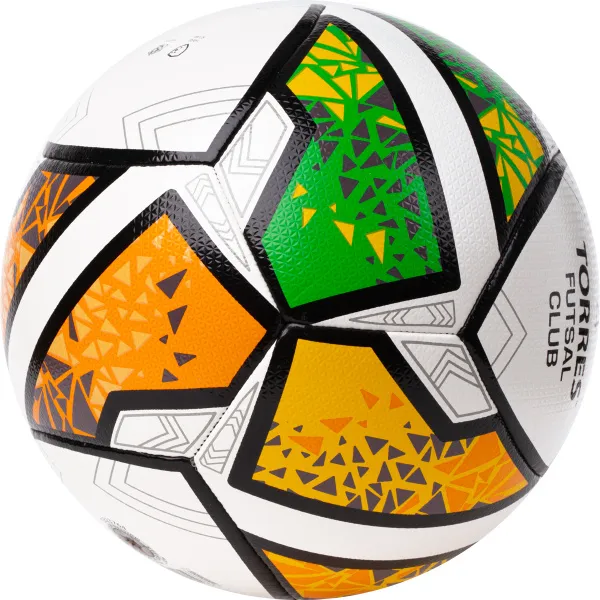 Мяч футзал. TORRES Futsal Club, FS323764, р.4, 10 пан. ПУ, 4 под. сл, гибрид. сш. бело-зел-оранж за 2&nbsp;264.40 ₽ в Стерлитамаке