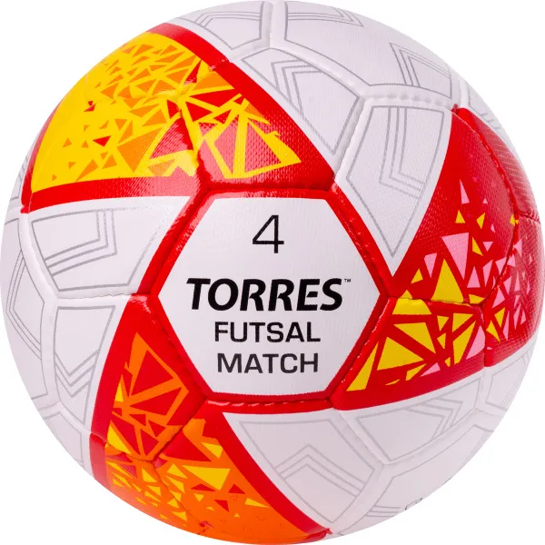 Мяч футзал. TORRES Futsal Match, FS323774, р.4, 32 панели. ПУ,4 подкл.слоя,ручн.сш,бело-крас-жёлт за 2&nbsp;454.80 ₽ в Стерлитамаке