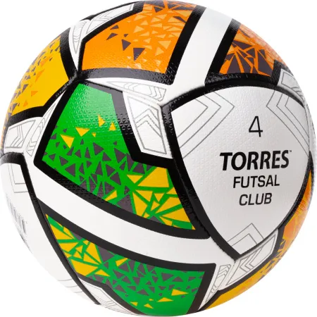 Мяч футзал. TORRES Futsal Club, FS323764, р.4, 10 пан. ПУ, 4 под. сл, гибрид. сш. бело-зел-оранж за 2&nbsp;264.40 ₽ купить в Стерлитамаке