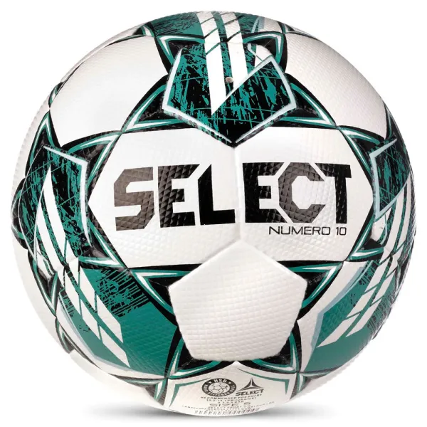 Мяч футб. SELECT NUMERO 10 V23, 0575060004, р.5, FIFA Basic, 32п, ПУ, руч. сш, бело-бирюзовый за 8&nbsp;051.20 ₽ в Стерлитамаке