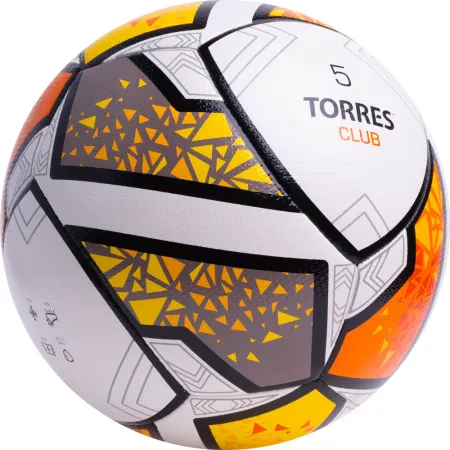 Мяч футб. TORRES Club, F323965, р.5, 10 пан., ПУ, гибрид. сшив, бел-оранж-желт за 2&nbsp;225.30 ₽ купить в Стерлитамаке